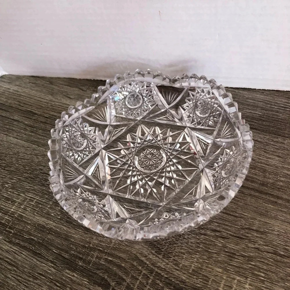 Vtg Sawtooth Edge Crystal Candy Dish - Picture 1 of 10